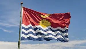 Flag Fluttering In The Wind Prints: The flag of Kiribati, Polynesia