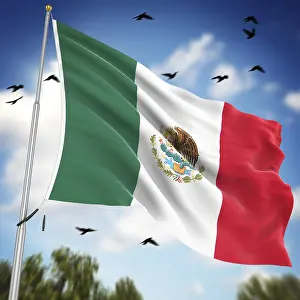 Latin America Flags Prints: Flag of Mexico, This is a computer generated and 3d rendered image