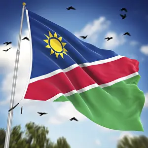 Computer Generated Images Prints: Flag of Namibia, This is a computer generated and 3d rendered image