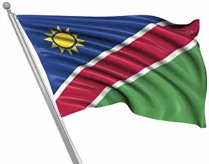 White Background Flag Prints: Flag of Namibia, isolated on white