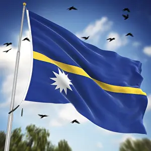Related Prints: Computer Generated 3D Rendered Flag of Nauru Print