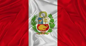 South American Flag Prints: Flag of Peru with cloth texture