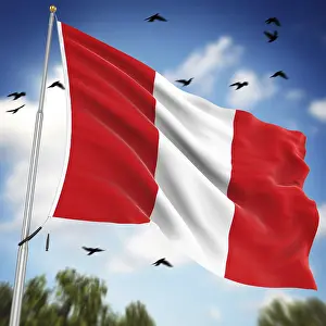 Latin America Flags Prints: Flag of Peru, This is a computer generated and 3d rendered image