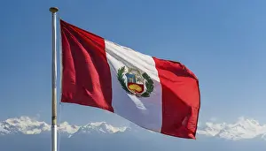 Digital Composing Art Prints: The flag of Peru flutters in the wind