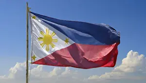 Southeast Asian Flag Prints: The flag of the Philippines, fluttering in the wind