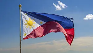 Digital Composing Of A Flag Prints: The flag of the Philippines, fluttering in the wind