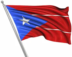 Prints of Flag of Puerto Rico, This is a computer generated and 3d rendered image Puerto Rico Prints: 3D Rendered Print of the Flag of Puerto Rico
