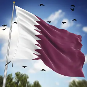 Prints of Flag of Qatar, This is a computer generated and 3d rendered image Related Prints: Computer Generated 3D Rendered Print of the Flag of Qatar