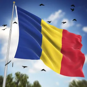 European Country Flags Prints: Flag of Romania, This is a computer generated and 3d rendered image