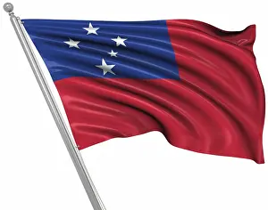 Related Prints: Computer Generated 3D Rendered Flag of Samoa Print