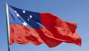 Oceania State Flag Prints: The flag of Samoa, fluttering in the wind