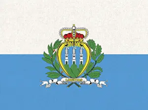 Prints of Flag of San Marino. San Marino flag. National San Marino symbol. national flag. European country. European microstates. illustration San Marino Prints: San Marino National Flag Print