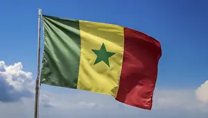 Isolated National Emblem Prints: The flag of Senegal, fluttering in the wind