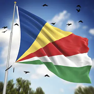 Artificial Flag Designs Prints: Flag of Seychelles, This is a computer generated and 3d rendered image