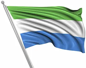 Prints of Flag of Sierra Leone, This is a computer generated and 3d rendered image Sierra Leone Prints: 3D Rendered Print of the Flag of Sierra Leone