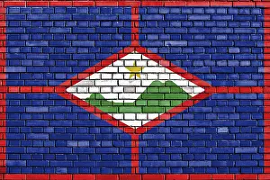 Painted Brick Wall Prints: Flag of Sint Eustatius painted on brick wall
