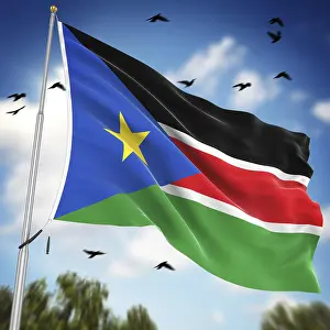 Framed Print : 3D Rendered Print of the Flag of South Sudan Framed Print : 3D Rendered Print of the Flag of South Sudan