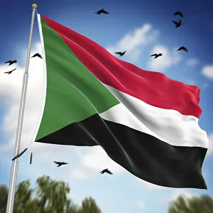 North African Flags Prints: Flag of Sudan, This is a computer generated and 3d rendered image