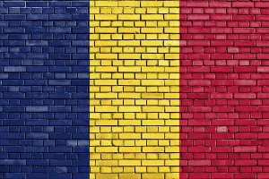 Chad Prints: Flag of Tchad Print on Brick Wall