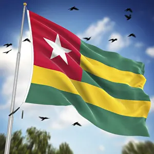 Prints of Flag of Togo, This is a computer generated and 3d rendered image Togo Prints: Computer Generated 3D Rendered Print of the Flag of Togo