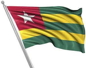 Prints of Flag of Togo, This is a computer generated and 3d rendered image Togo Prints: Computer Generated 3D Rendered Print of the Flag of Togo