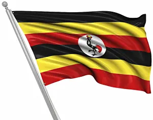 Computer Generated Pictures Prints: Flag of Uganda, This is a computer generated and 3d rendered image