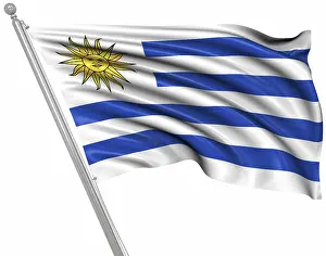 Latin America Flags Prints: Flag of Uruguay, This is a computer generated and 3d rendered image