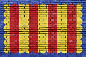 European Flags Painted Prints: Flag of Westerlo painted on brick wall