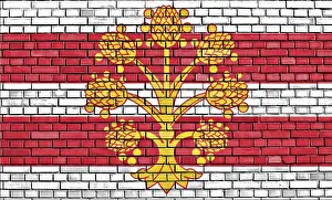 Prints of Flag of Westmorland painted on brick wall Westmorland Prints: Flag of Westmorland Print on Brick Wall