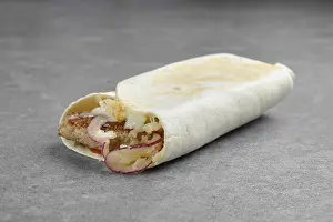 Unhealthy Meal Ideas Prints: Flatbread rolled with with beef patty