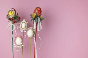 Colorful Easter Eggs Prints: Flower pins, decorated Easter eggs