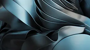 Prints of A fluid abstract design featuring smooth, metallic blue ripples, creating an elegant and modern aesthetic in 3D. Ideal for backgrounds, digital art, and contemporary designs Minimalist Artwork Prints: Elegant Metallic Blue 3D Print Design
