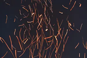 Close Up Flames Prints: Flying sparks, fire
