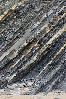 Flysch Rock Layer Prints: Flysch, rock layer on the coast of Deba