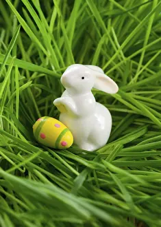 Food Photography Easter Prints: Food, Easter rabbit and eggs on grass