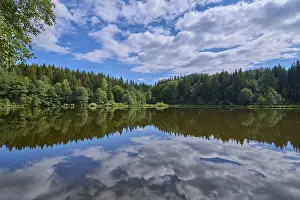 Forest Lake Reflection Prints: Forest lake, reflection, sky, clouds