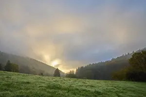 Overcast Mountain Range Prints: Forest, valley, meadow, clouds