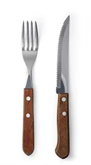 White Background Cutlery Prints: Fork and knife isolated on white background