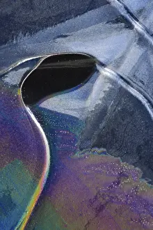 Ice Crystal Patterns Prints: Forms of ice in a puddle, ice crystals