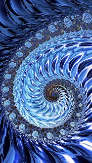 Digital Abstract Illustration Prints: Fractal Spiral Print - Intricate Digital Art