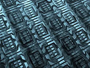 Digital Abstract Illustration Prints: Fractal Print with Metallic Luster