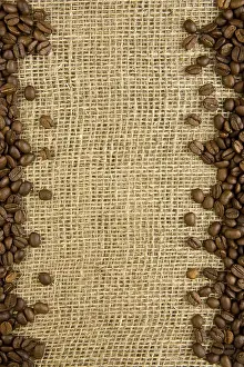 Deserted Coffee Sack Prints: Frame of coffee beans on a sacking