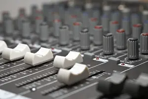 No People In The Studio Prints: Full frame detail of a studio mixer
