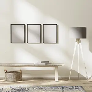 Digital Art Illustration Prints: Modern Living Room Print with Sunbeams and Wall Mockup