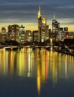 Deserted City View Prints: Frankurt skyline in the evening