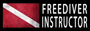 No People Underwater Scene Prints: Freediver Instructor, Diver Down Flag
