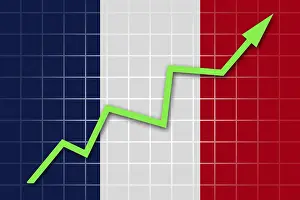 French Flag Prints: The French flag and arrow graph going up