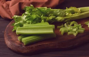 Vitamin Rich Greens Prints: Fresh bunch of celery, top view
