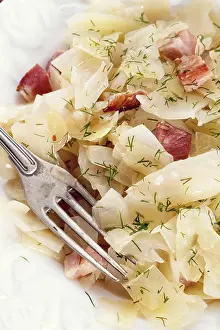 Leafy Greens Nutrition Prints: Fresh cabbage with bacon