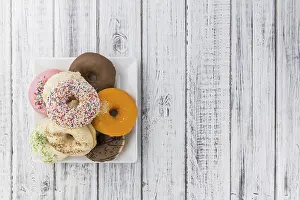 Top Down View Of Sweets Prints: Some fresh made Donuts (view from above)